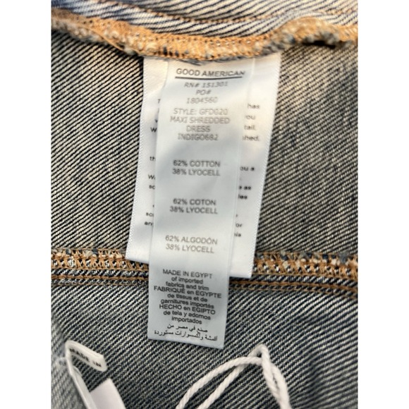NWT Good American‎ distressed denim midi dress size XL w/ adjustable straps - Picture 9 of 9